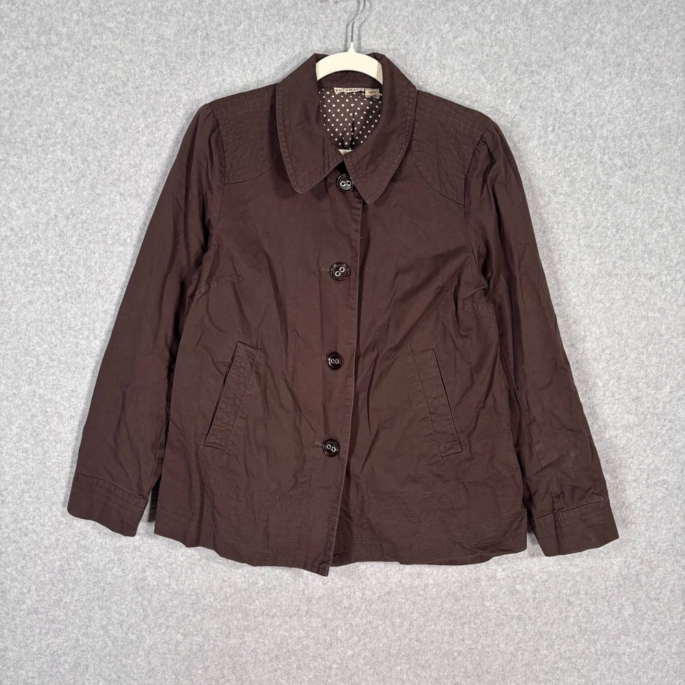 Putumayo Utility Jacket Medium Chocolate Cotton Country Minimal Neutral Feminine